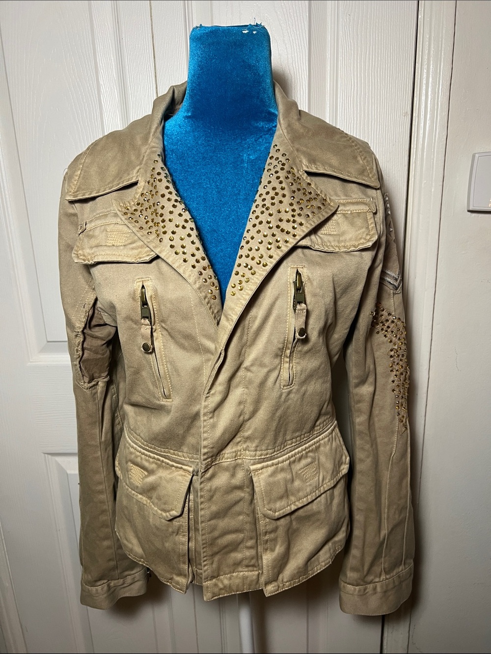 Taverniti So Jeans Embellished Military Utility Jacket Y2K Women’s Large